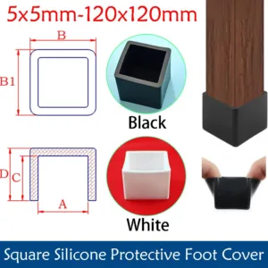10/20Pcs Square Silicone Chair Leg Caps Non-slips Table Foot Dust Cover Floor Protector Pads Pipe Plugs Furniture Leveling Feet