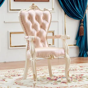 European solid wood chair princess desk chair leather American simple home backrest comfortable dining chair armchair