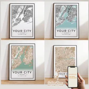 Custom Personalized City And County Map World Cover Gift Wall Art Printing Picture Living Room Bedroom Home Decoration