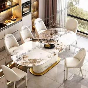 Hot Selling Modern Oval Dining Table and Chairs Marble Rectangular Modern Dining Table Set