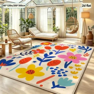 Bright Colorful Abstract Floral Art Carpet Flooring Home Living Room Bedroom Decor Floor Rug