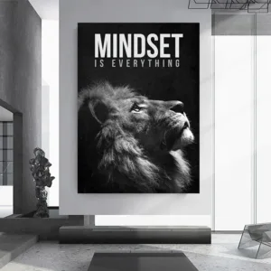 Motivational Quotes Success Canvas Poster Lion Mindset Is Everything Poster Wall Art Print Painting Office Living Room Decor