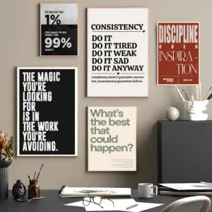 Minimalist Motivational Quotes Inspirational Discipline Art Poster Canvas Painting Wall Prints Picture Room Home Office Decor