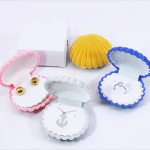 1 Piece Lovely Shell Shape Velvet Jewelry Box Wedding Engagement Ring Box for Earrings Necklace Bracelet Display Gift Box Holder