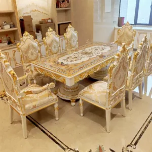 #French Palace, European Style Wooden Dining Table, Rectangular Villa, Private Club, Large High-end Luxury Western Dining Table