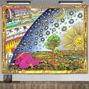 Flammarion Engraving Woodcut Tapestry Aesthetic Hippie Sun Moon Tarot Tapestrys Home Decoration Oil Painting Sofa Blankets