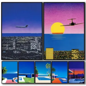 H-hiroshi Nagai Artwork Painting Calligraphy High-Quality Cotton Canvas Poster Wall Art for Living Room Coffee House Decor