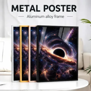 Black Hole In Space Framed Metal Print Customized Photo Deep Universe Style Wall Art For Science Classroom Astronomy Fan Gift