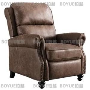 Push Back Recliner Chair Faux Leather Armchair with Rivet Detail Single Sofa Accent Seat for Living Room Bedroom Home