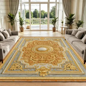 European Persian Retro Style Living Room Carpet Non-slip Soft Plush Decoration Bedroom Mat Washable Easy Clean Office Luxury Rug