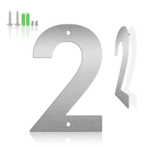 Silver 304 Stainless Steel Floating House Numbers 3-12 Inch Waterproof Metal Address Sign for Home Outdoor Door Yard Decor