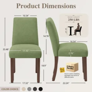 Set of 6 Parsons Dining Chairs, Modern Style, Solid Wooden Legs for Dining Room & Small Spaces, Beige, Custom