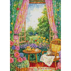 Forever Young 5D DIY Diamond Painting Kit - Cozy Tea Time with Cat Full Square Design Art Craft for Adults with AB FD Drills