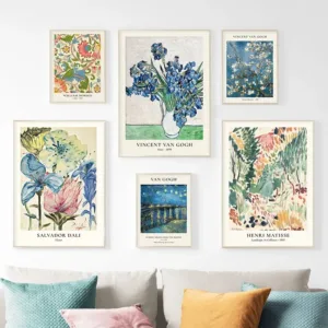 Van Gogh Star Vase Series Poster Wall Art Matisse Vintage Flower Canvas Painting Flower Market Art Living Room Home Decorative