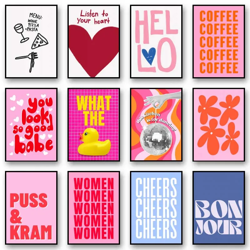 Fashion Girls Typography Word Quote Posters Prints Food Coffee Canvas Painting Aesthetic Wall Art Nordic For Home Office Decor