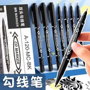 Permanent Markers Pens Double Headed Oil Sign Pen For Fabric Metal CD Glass Sketchbook School Supplies Stationery