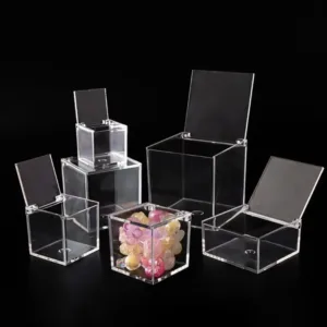 Durable Square Cube Acrylic Box Transparent Case Stackable Design Transparent Container With Lids Clear Cube Box Decorative Use