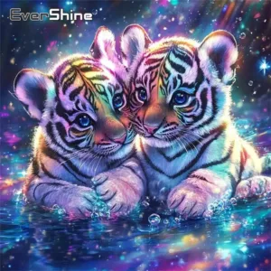Evershine New Arrival Diamond Painting Tiger Animal DIY Full Square Round Diamond Mosaic Cartoon Cross Stitch Kits Child Gift