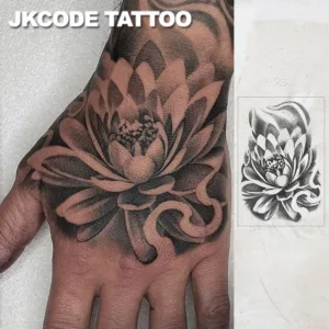 Waterproof Design Semi-permanent Tattoos, retro graffiti style tattoo - lotus pattern on the back of the hand - fashionable men's tattoo - temporary tattoos for neck, hands, and fingers that last for 15 days
