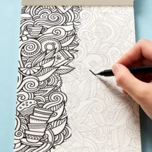 An Adult Meditation Hand Drawn Graffiti Book, Mandala/scenery/flowers/healing Bird Theme, Line Drawing Coloring Book, 24 Pages