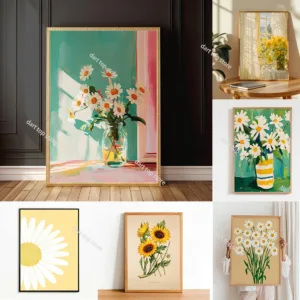 Bohemian Flower Art Printing Painting Wall Art Decor Poster Spring/Summer Flower Art Room Bedroom Living Room Decoration Gift