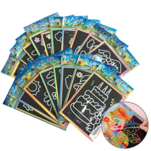 5/10/15/20pcs Scratch Painting Notebook Art Classroom Supplies Office Cultural School Rewards Cartoon Pattern Colorful Paper TMZ