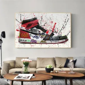 Pop Street Graffiti Basketball Shoes Wall Art  Abstract Sports Canvas Painting Prints for Home Decor Boys Room Gift Idea