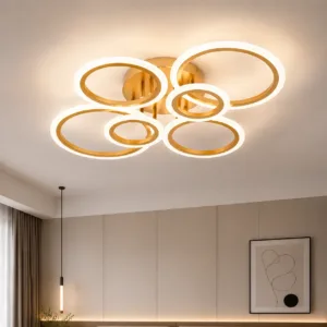 Modern 6‑Ring LED Ceiling Light, 3 Color Changing Flush Mount Ceiling Lamp, Geometric Circular Close to Ceiling Lighting Fixture for Living Room Bedroom Dining Room Home Decor