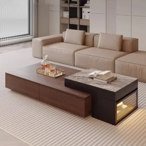 Multifunction Adjustable Coffee Tables Lift Top Design Luxury Trendy Coffee Table Storage Rustic Table Basse Salon Furniture