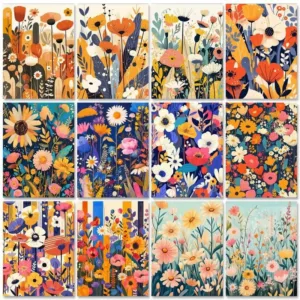 GATYZTORY Acrylic Paint By Numbers Kit Decorative Paintings Flowers Picture Canvas Painting By Numbers Handmade For Adults Diy G