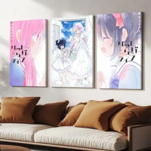 Cartoon H-happy Sugar Life Framed Wall Painting Wood Framed Canvas Poster HD Wall Art For Bedroom Hallway Bar Office Home Decor