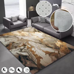 Modern Luxury Abstract Gold Marble Area Rug for Living Room Decoration Home Floor Carpet Durable Style Accent Piece