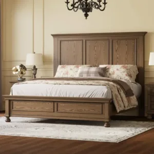AMERLIFE Solid Wood King Bed Frame with 65.2" High Headboard,Traditional Platform Bed with Heavy Duty Slats,No Box Spring Needed