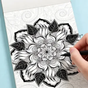 1 Adult Meditation and Stress Relief Line Drawing and Copying Album, 24 Pages, Improve Line Drawing and Hand Drawing Techniques