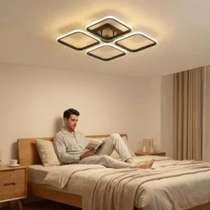 Modern LED Ceiling Chandelier 2-4Square Flush Mount Ceiling Lights Office Simple Ceiling Light Fixtures for Living Room Kitchen