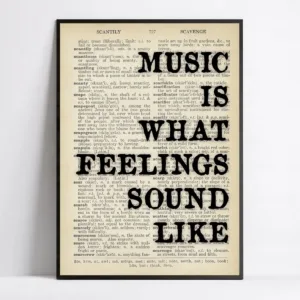 Music Is What Feelings Sound Like" - Inspirational Quote Canvas Poster, Frameless Wall Art for Living Room & Bedroom Decor