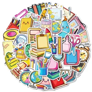 50pcs Non-repeating Hand-painted Stationery Graffiti Waterproof Stickers Decorative File Bag Stationery Box Stickers