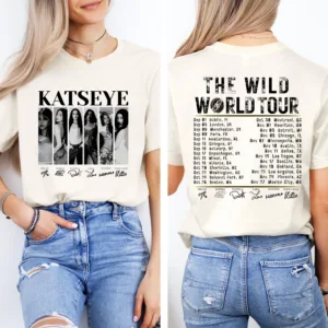 Fun Katseye The Wild World Tour Shirt Women's Girl Group Tour Tee Kpop Style Short Sleeve T-shirt for Fan Gifts