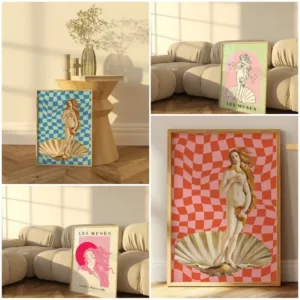 Retro Trendy Wall Art Greek Mythology The Birth of Venus Canvas Painting Abstract Line Body Posters and Prints Dorm Home Decor