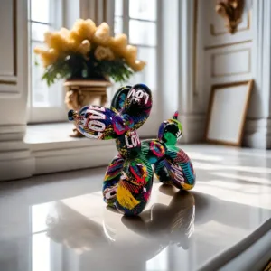 Resin LOVE Balloon Dog Statue,Hip-Hop Art Decor, Alphabet Animal Theme, Indoor & Outdoor Ornament for Valentine'S & Mother'S Day