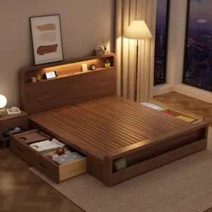 Nordic Luxury Solid Wood Bed Modern High-End Designed Double Storage Beds Homestay Bedroom Furniture Кровать Подростковая FYBB