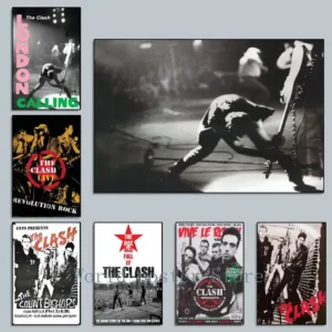 The Clash Band Vintage Canvas Art Print Scandinavian Oil Painting Style Poster for Home Decor Bedroom Living Room Wall