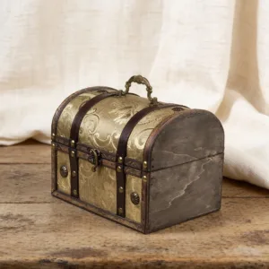 Vintage Jewelry Box with Metal Clasp, Retro Decorative Treasure Chest for Rings Earrings Watch, Large Desktop Storage Organizer
