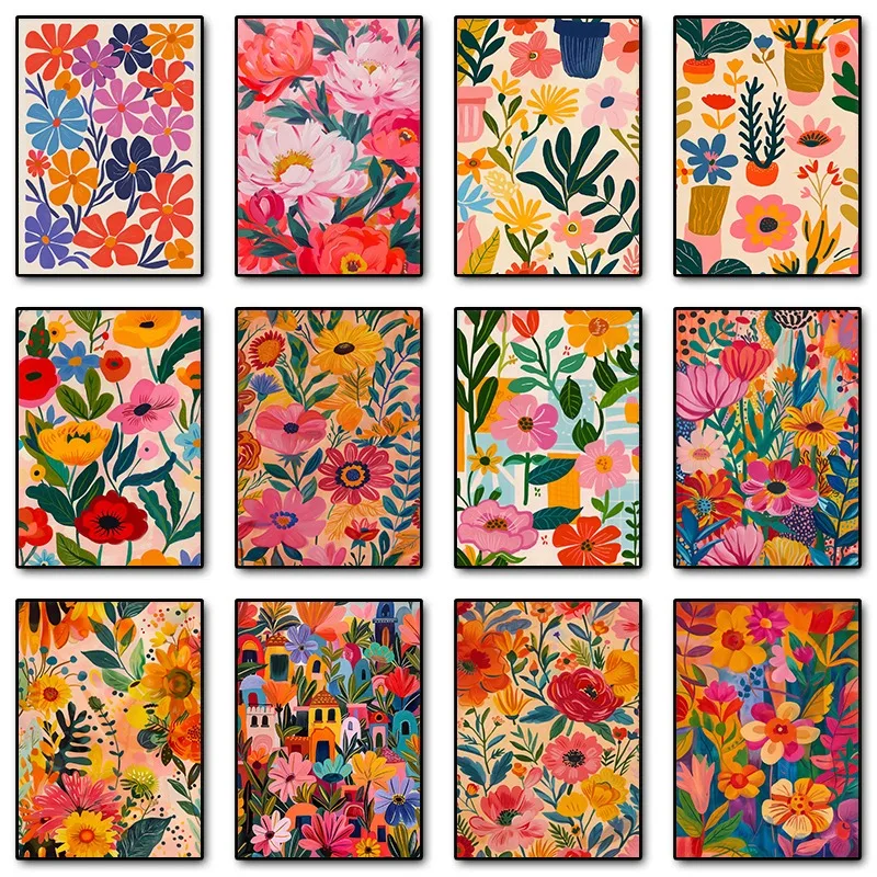 Abstract Floral Botanical Posters and Prints Diamond Painting Wall Art Picture Modern Flower for Living Room Home Decor