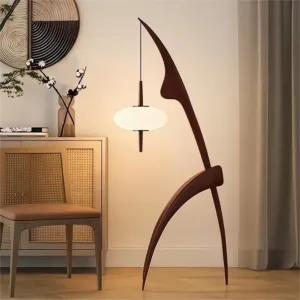 Japanese Modern Simple Walnut Solid Wood Floor Lamp Living Room Bedroom Bedside Creative Exhibition Hall Corner Standing Light