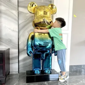 Gradient Bear Figure Plating Violent Bear 50/80cm Statues Large Mirror Sculpture Creative Luxury Living Room Decoration Ornament