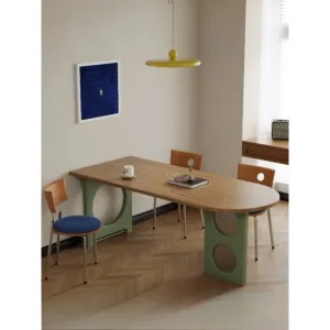 Bauhaus semi-round solid wood dining table household small apartment against the wall island coffee table