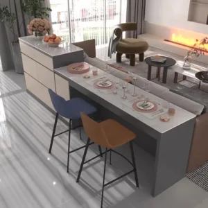 Marble Top Bar Table with Sideboard & Kitchen Island Sofa Back Partition Cabinet for Living Room Custom Freestanding Storage