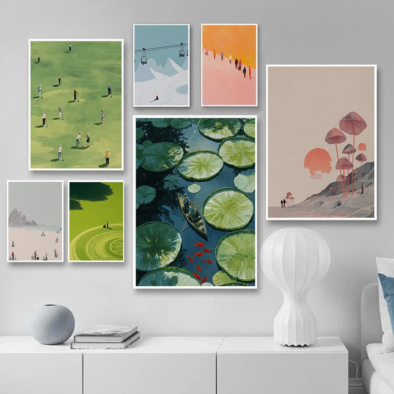 Abstract Minimalist Character Scene Art Posters Canvas Printing Lounge Gym Home Living Room Office Wall Decoration Painting