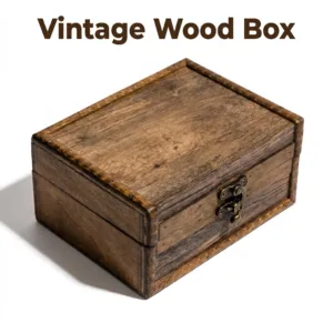 Vintage Wooden Storage Box with Clasp, Handcrafted Jewelry Treasure Chest for Earrings Necklaces, Home Dresser Decor